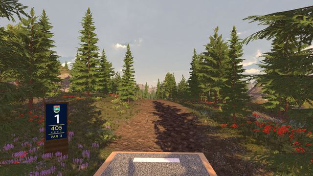 Hole 1 tee pad in the woods