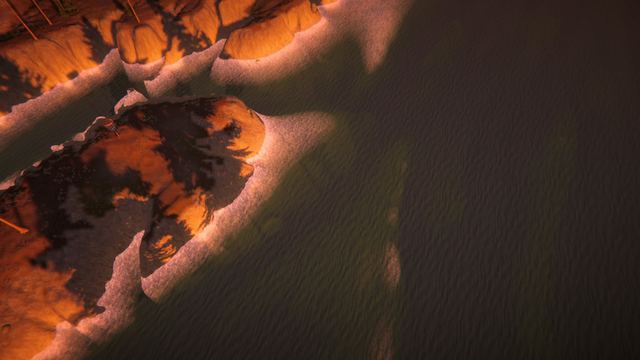 Red rock canyon from above at sunset